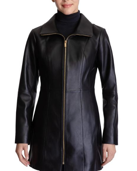 Black Long Leather Coat For Women