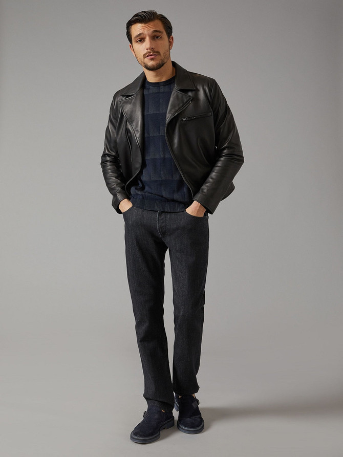 Men Mate Black Leather Jacket