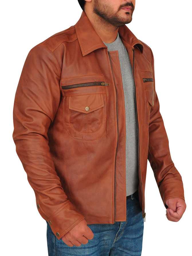 Vintage Brown Men Leather Jacket
