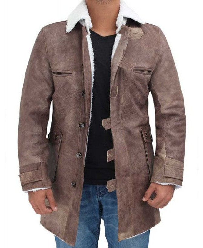 Hardy Mens Shearling Brown Leather Coat