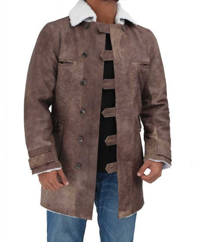 Hardy Mens Shearling Brown Leather Coat