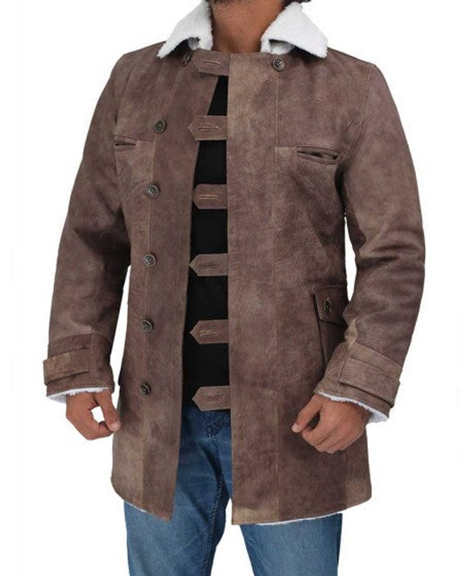 Hardy Mens Shearling Brown Leather Coat