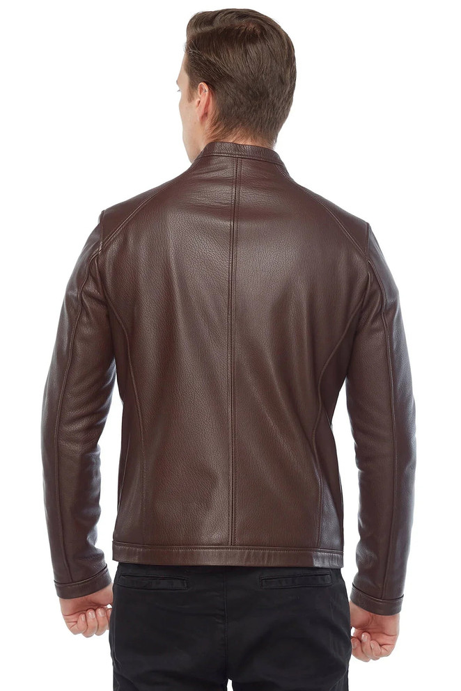 Plain Brown Leather Fashion Biker Jacket Plain Brown Leather Fashion Biker Jacket