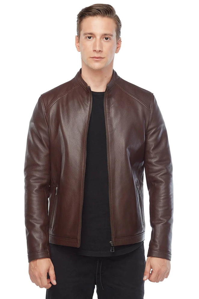 Plain Brown Leather Fashion Biker Jacket Plain Brown Leather Fashion Biker Jacket