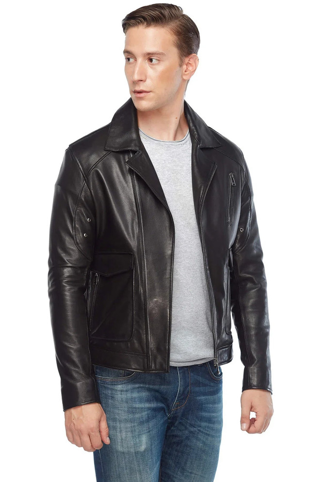 Real Leather Black Biker Jacket for Men Real Leather Black Biker Jacket for Men