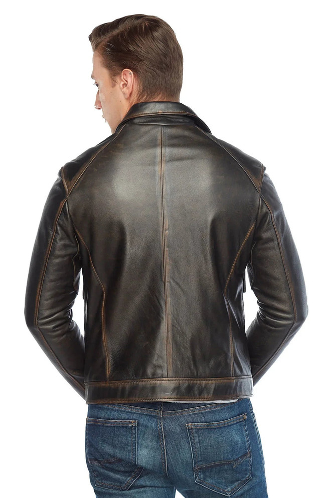Men's Genuine Distressed Brown Leather Jacket Men's Genuine Distressed Brown Leather Jacket