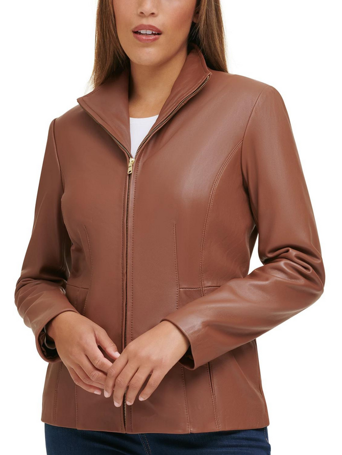 Brown Genuine Biker Leather Jacket For Women