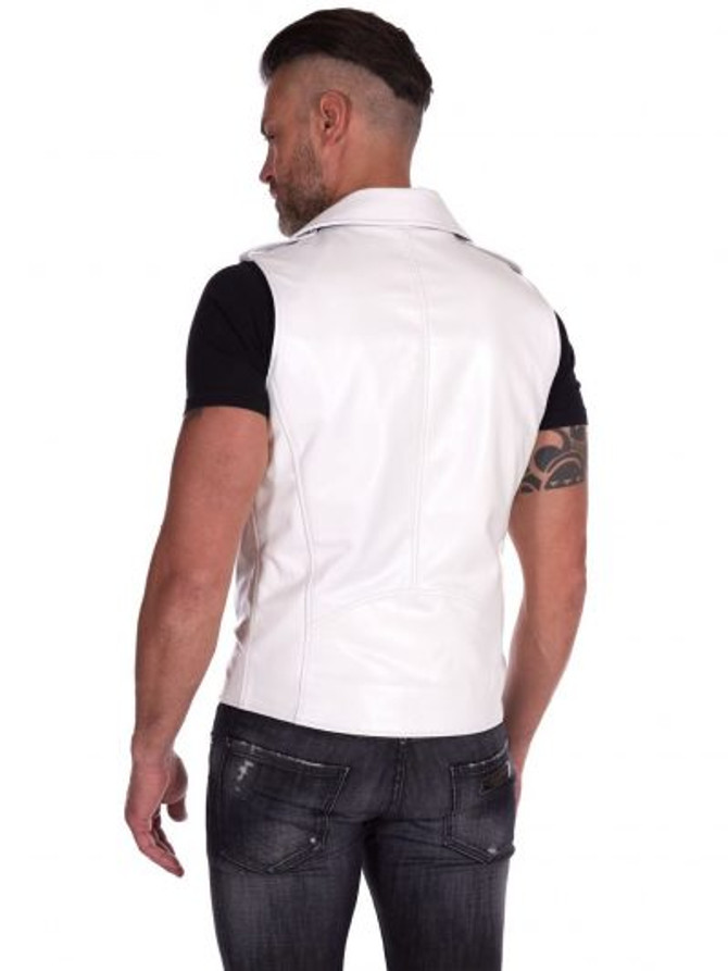 White Genuine Leather Vest For Men White Genuine Leather Vest For Men