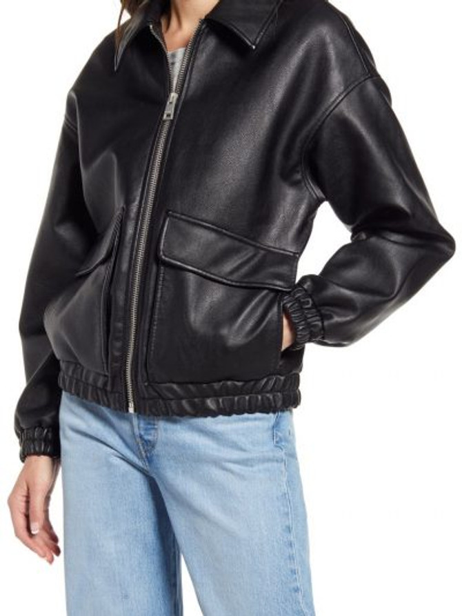 Black Bomber And Biker Leather Jacket For Women Black Bomber And Biker Leather Jacket For Women