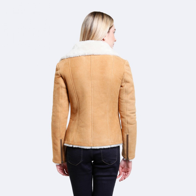 Women's Classic Tan Shearling Leather Jacket