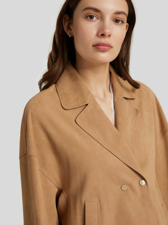 Womens Casual TAN Suede Leather Jacket Womens Casual TAN Suede Leather Jacket