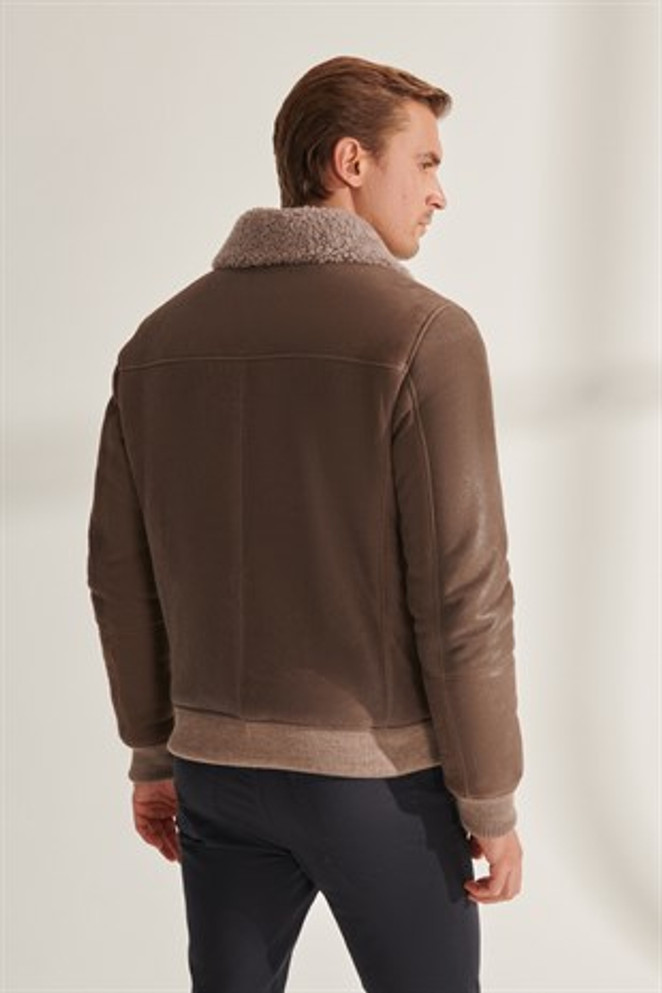 Men's Dark Brown Shearling Leather Jacket