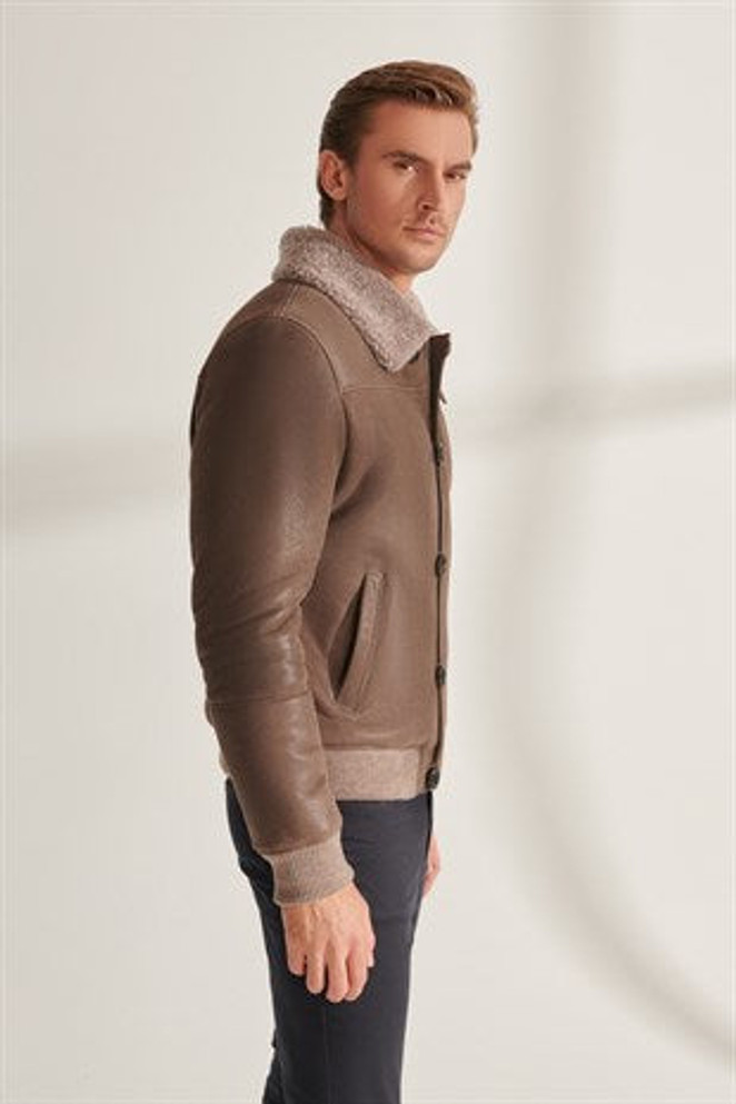 Men's Dark Brown Shearling Leather Jacket