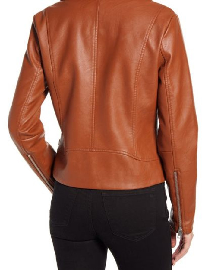 Women Tan Brown Biker Leather Jacket Women Tan Brown Biker Leather Jacket