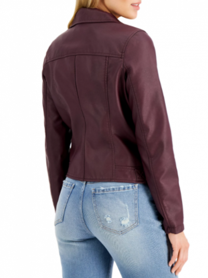 Women Magenta Zipper Biker Leather Jacket Women Magenta Zipper Biker Leather Jacket