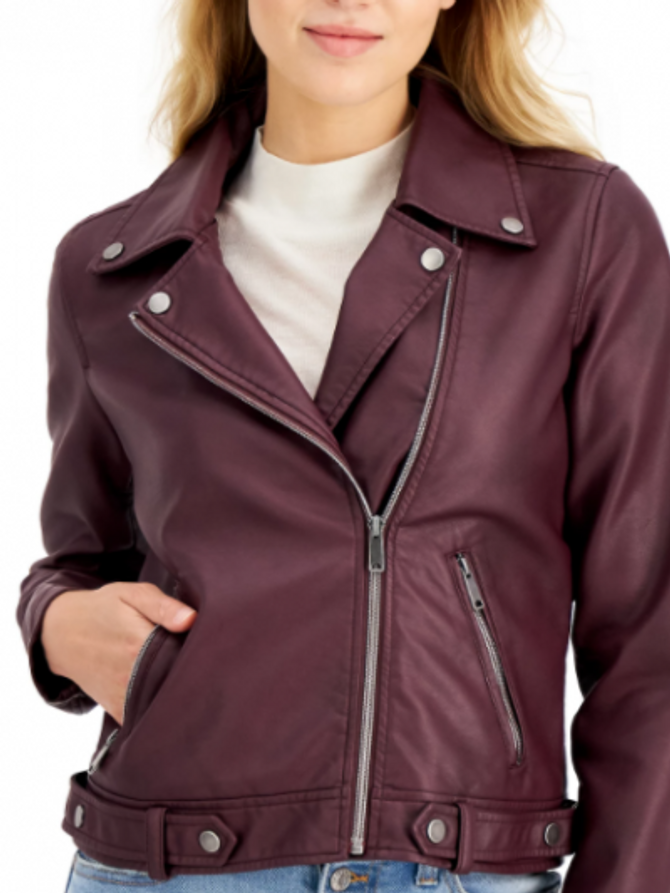 Women Magenta Zipper Biker Leather Jacket Women Magenta Zipper Biker Leather Jacket