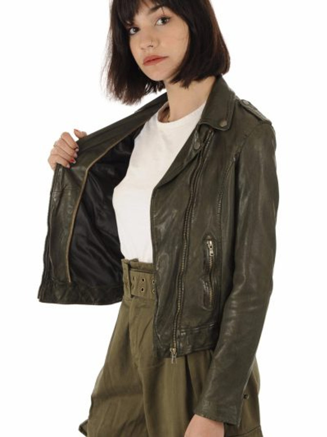 Olive Green Biker Jacket For Women Olive Green Biker Jacket For Women