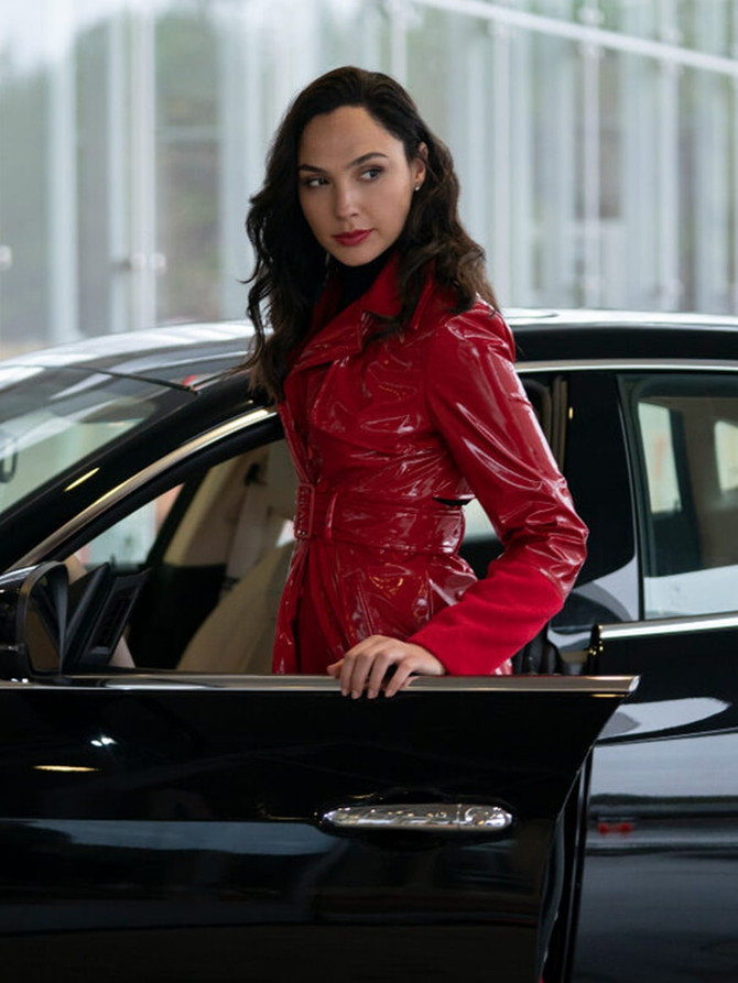 Red Notice Gal Gadot Leather Trench Coat