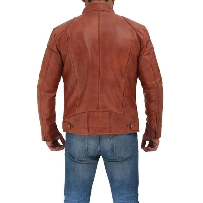 Men's Cafe Racer Tan Leather Jacket Men's Cafe Racer Tan Leather Jacket