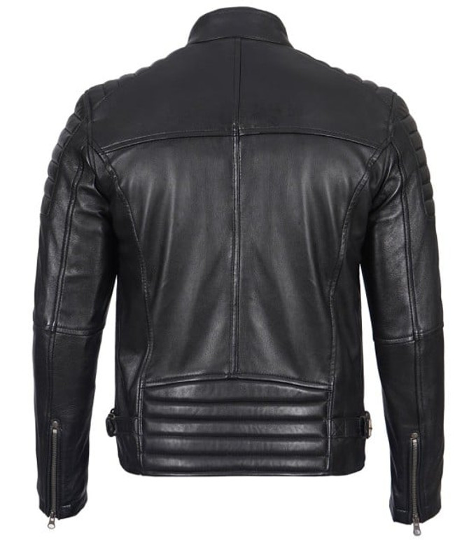 Real Leather Motorcycle Jacket With Stripes