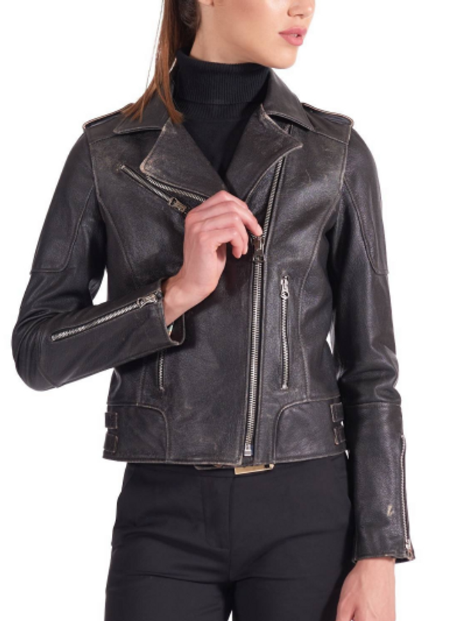 Women Biker Black Leather Jacket Women Biker Black Leather Jacket