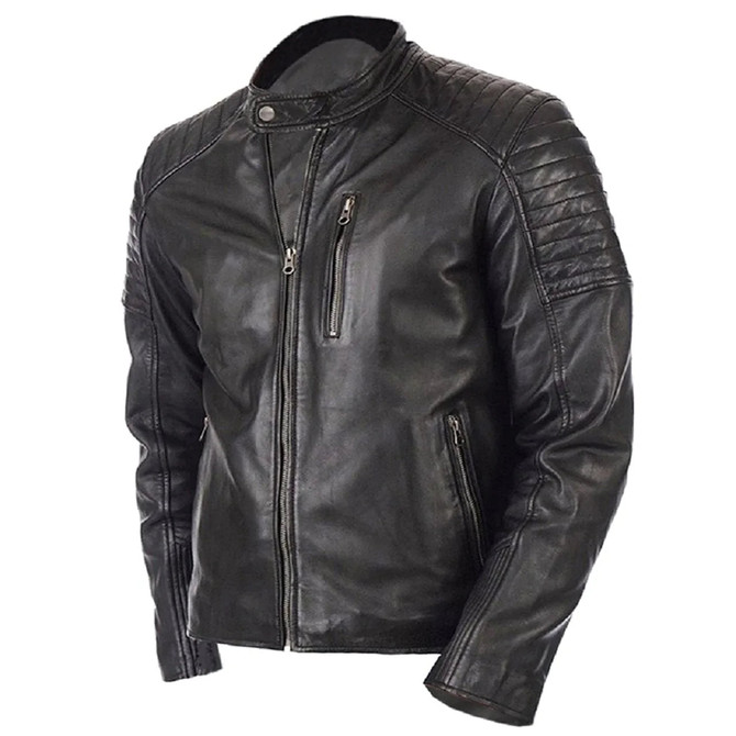 Vintage Biker Genuine Lambskin Black Leather Jacket Vintage Biker Genuine Lambskin Black Leather Jacket