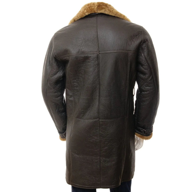 Men's Dark Brown Shearling Leather Coat Men's Dark Brown Shearling Leather Coat