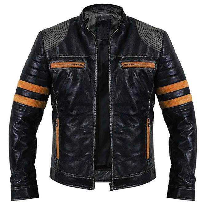 Men's Black Vintage Distressed Biker Leather Jacket Men's Black Vintage Distressed Biker Leather Jacket
