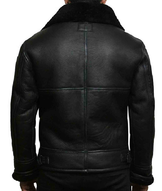 Men's Black Bomber RAF Aviator Jacket with FUR