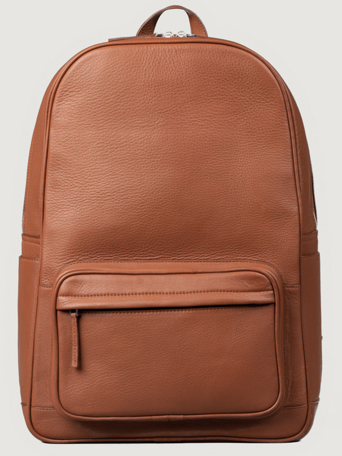 Grey Leather Backpack