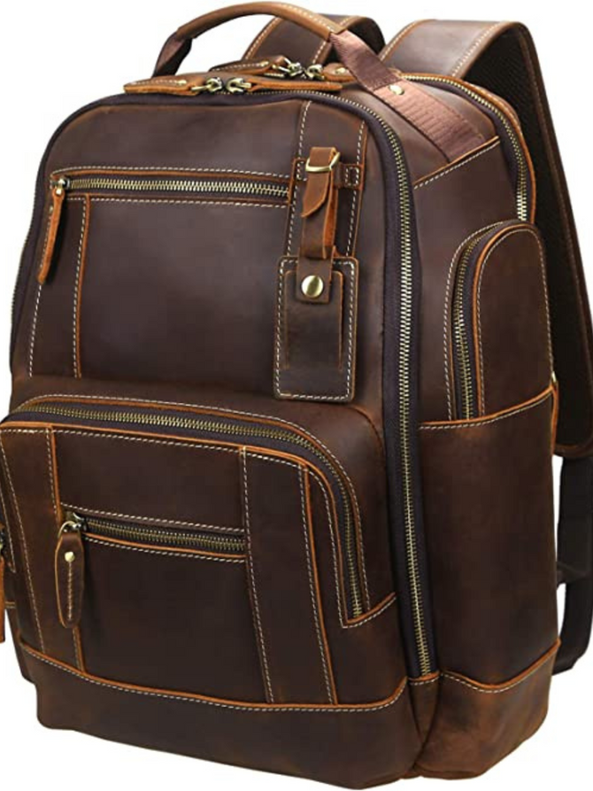 Vintage Full Grain 15.6 Inch Leather Laptop Backpack