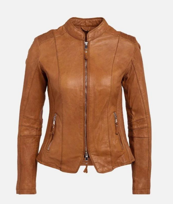 Women's Tan Fitted Real Leather Jacket Women's Tan Fitted Real Leather Jacket