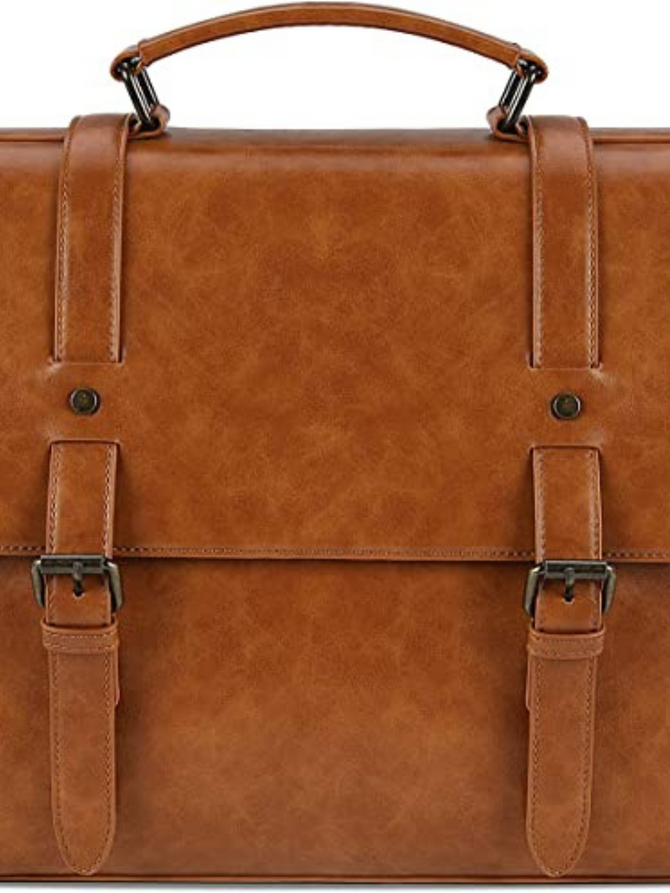 Mens Vintage 15.6 Inch Leather Shoulder Bag