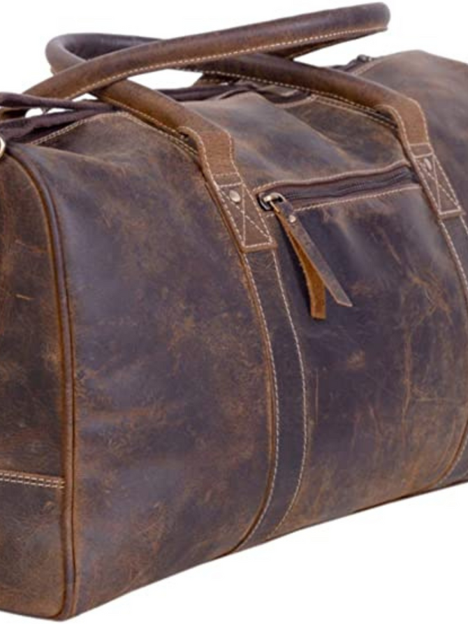24 Inch Distressed Leather Full Grain Travel Bag