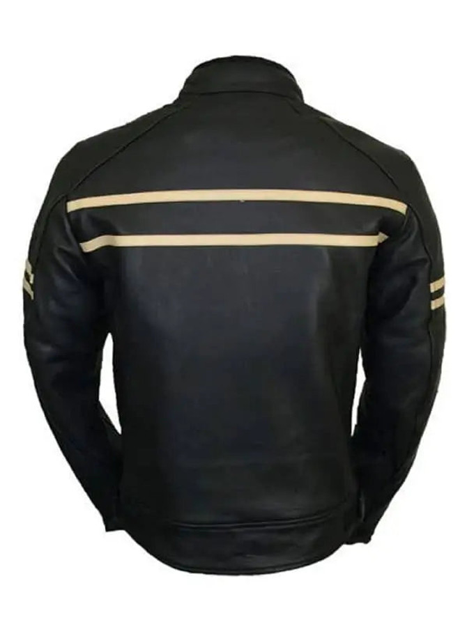 Mens Cafe Racer Black Motorcycle Leather Jacket