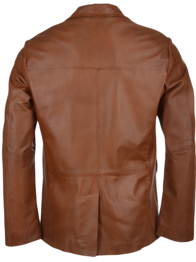 Men's Two Button Real Leather Blazer Coat Men's Two Button Real Leather Blazer Coat