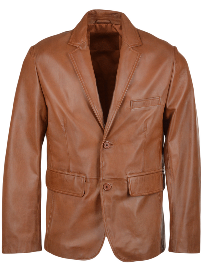 Men's Two Button Real Leather Blazer Coat Men's Two Button Real Leather Blazer Coat