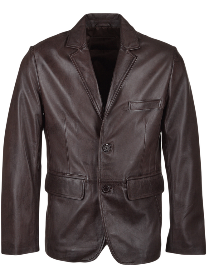 Men's Two Button Real Leather Blazer Coat Men's Two Button Real Leather Blazer Coat