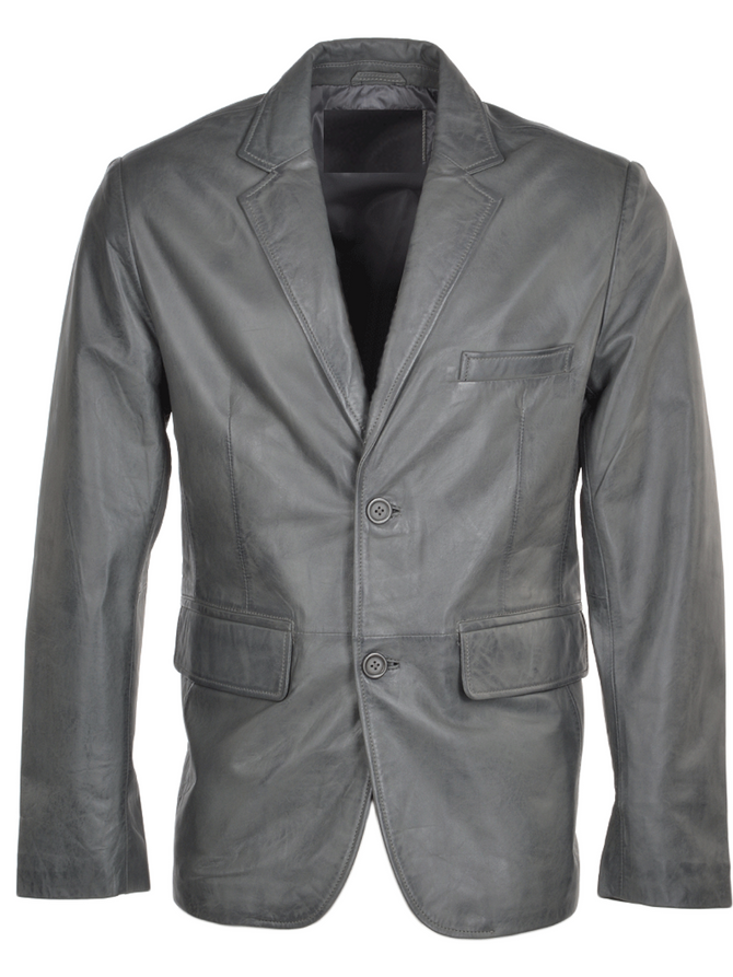 Men's Two Button Real Leather Blazer Coat Men's Two Button Real Leather Blazer Coat