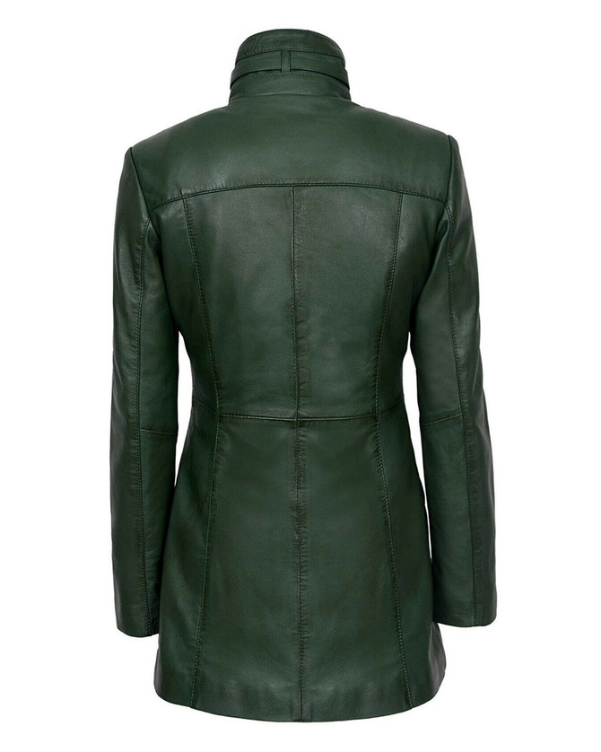 Women's Gothic Style Mid Length Leather Coat