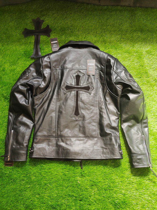 Mens Chrome Hearts Motorcycle Leather Jacket