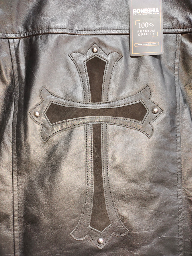 Mens Chrome Hearts Motorcycle Leather Jacket