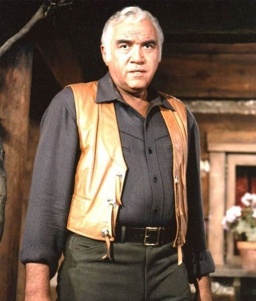 Kastane - original side button vest 【lawgy】 Bonanza Ben Cartwright Tan Brown Lorne Greene Leather Vest