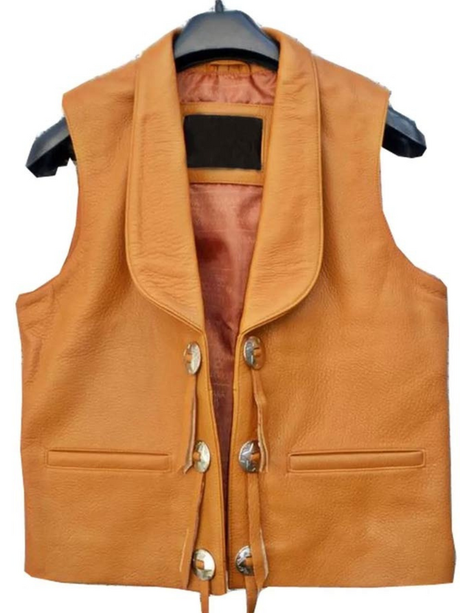 Bonanza Ben Cartwright Tan Brown Lorne Greene Leather Vest Bonanza Ben Cartwright Tan Brown Lorne Greene Leather Vest