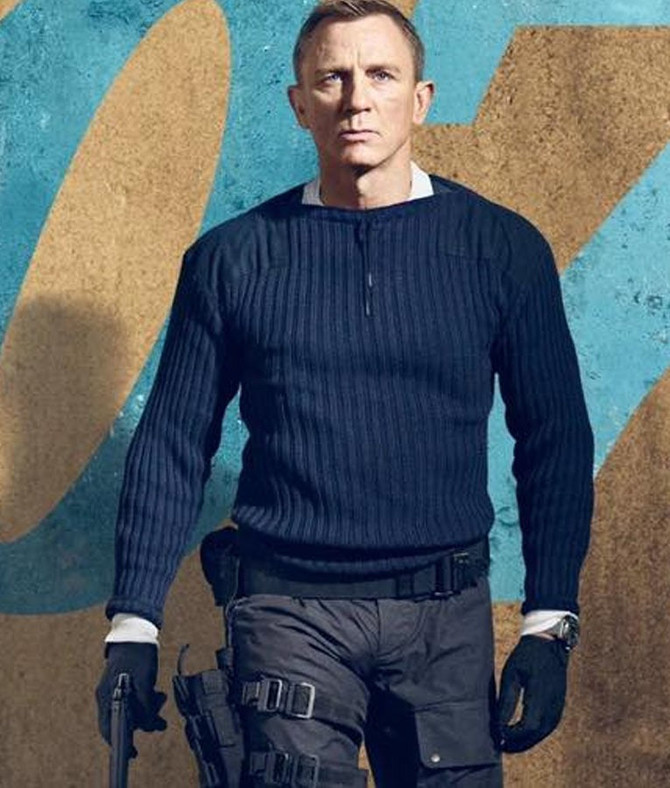 No Time to Die Daniel Craig Navy Blue Sweater No Time to Die Daniel Craig Navy Blue Sweater