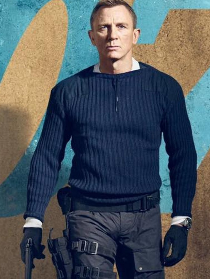 No Time to Die Daniel Craig Navy Blue Sweater No Time to Die Daniel Craig Navy Blue Sweater