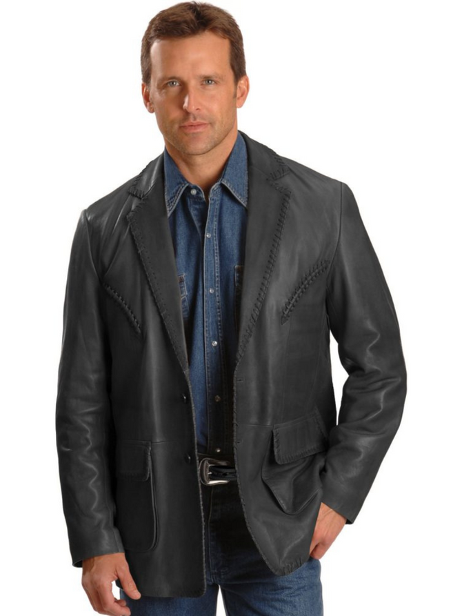 Scully Whipstitch Lambskin Black Leather Blazer Scully Whipstitch Lambskin Black Leather Blazer