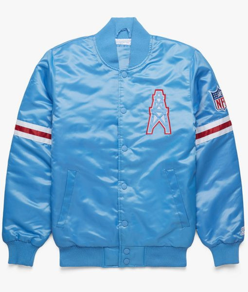 Houston Oilers Light Blue Satin Bomber Jacket