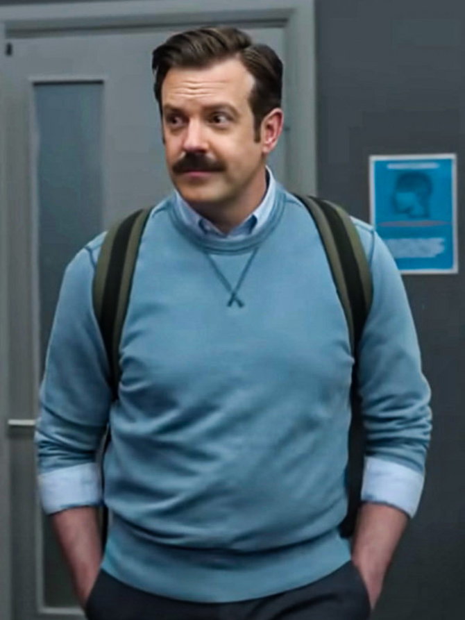Jason Sudeikis Season 3 Ted Lasso Blue Sweater Jason Sudeikis Season 3 Ted Lasso Blue Sweater