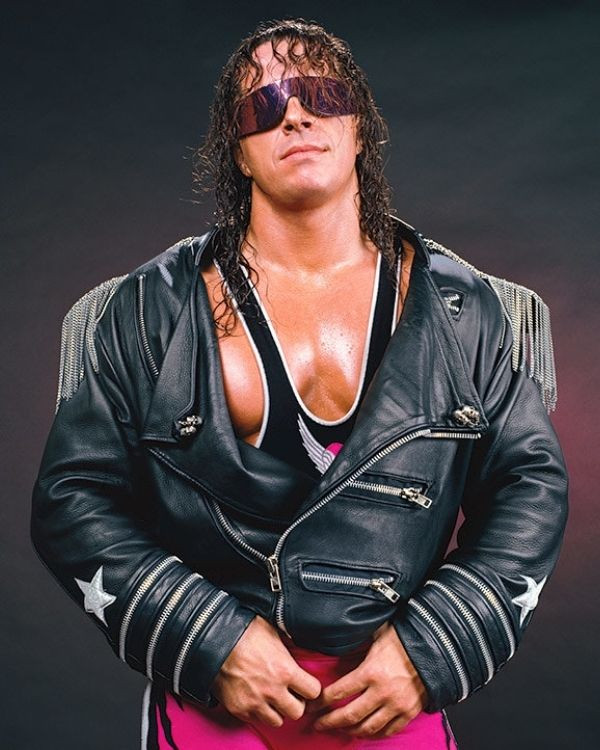 WWE 2K22 Bret The Hitman Hart Black Leather Jacket